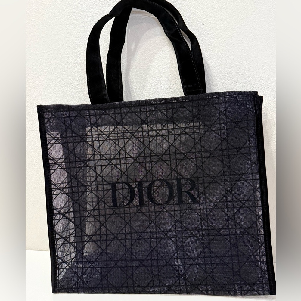Dior Beauty Black Logo Mesh Tote